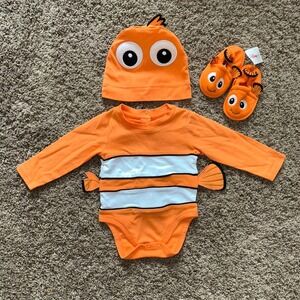 Disney Baby Nemo Costume Bodysuit Hat Booties 9-12M